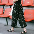 Floral Print Wide Leg Chiffon Pants