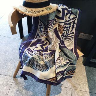 Printed Shawl Purplish Blue - One Size