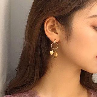 Wooden Bead Dangle Earring Hoop Earring