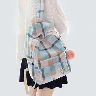 Plaid Color Block Backpack (various Colors)