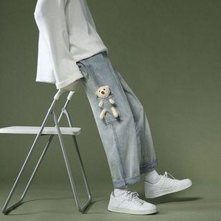 Bear Accent Straight Leg Jeans