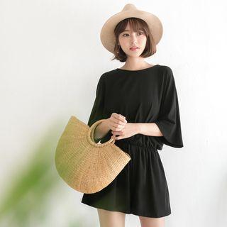3/4-sleeve V-back Playsuit