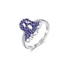 925 Sterling Silver Fashion Creative Ghost Adjustable Ring With Purple Austrian Element Crystal Silver - One Size
