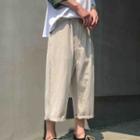 Cropped Linen Straight Fit Pants