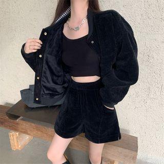Corduroy Cropped Jacket / Wide-leg Shorts