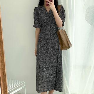 Floral Print Shirt-sleeve Midi Dress