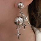 Star & Bead Rhinestone Alloy Earring 1 Pair - Silver Needle - Silver - One Size