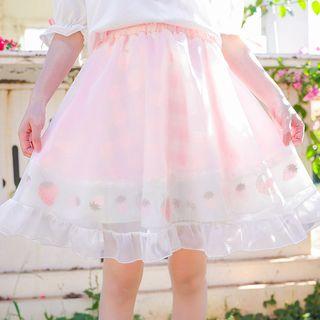 Strawberry Print A-line Skirt