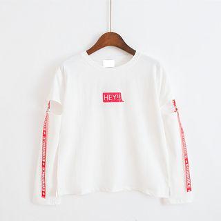 Long Sleeve Strap-detail Lettering T-shirt