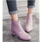 Chunky Heel Glittered Ankle Boots