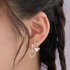 Heart Asymmetrical Sterling Silver Dangle Earring