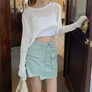 See-through Knit Crop Top