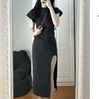 Slit Midi Bodycon T-shirt Dress
