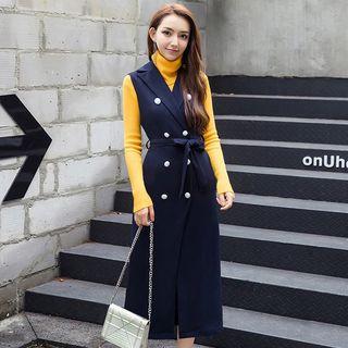Sleeveless Buttoned Midi Sheath Dress