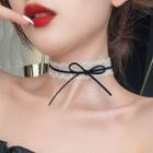 Lace Ribbon Choker Black & White - One Size