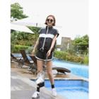 Set: Contrast-trim Sleeveless Windbreaker + Sweatshorts