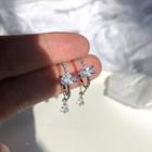 925 Sterling Silver Rhinestone Dangle Earring 1 Pair - 925 Silver - Silver - One Size