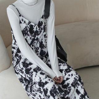 Spaghetti Strap Tie-dye Print Midi A-line Dress