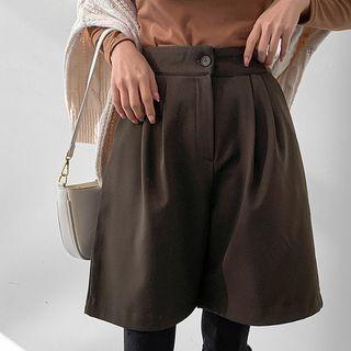 Pleated Napped Wide-leg Shorts