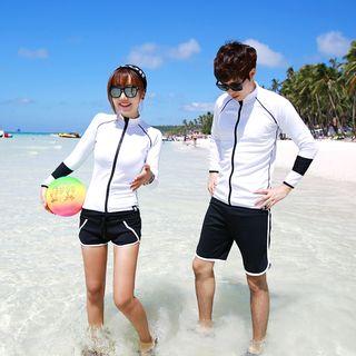 Couple Matching Set: Long-sleeve Swim Top + Bottom