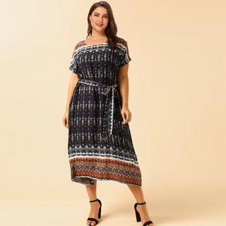 Printed Tie-waist Shift Dress