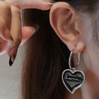 Lettering Heart Drop Hoop Earring