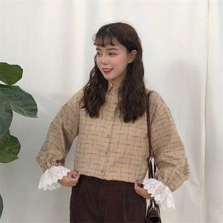 Eyelet Lace Cuff Check Shirt