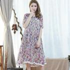 Short-sleeve Lace-trim Floral Dress