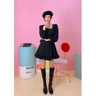 Square-neck A-line Minidress Black - One Size