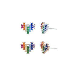 Rainbow Heart Ear Studs (mini) One Size
