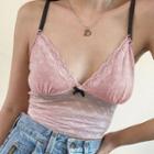 Lace-trim Mesh Camisole Top