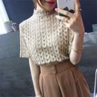 Lace Stand Collar Short-sleeve Top