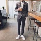 Set: Button Up Blazer+slim-fit Dress Pants