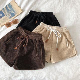 Plain Fleece High-waist Shorts