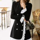 Double Breasted Frill Trim Coat Dress