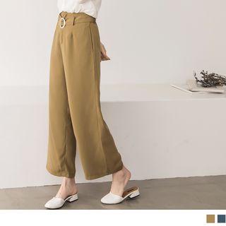 Hoop Belt Chiffon Wide-leg Pants