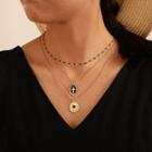Cross & Disc Pendant Layered Necklace B25105 - One Size