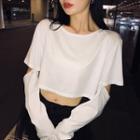 Cropped Detachable Sleeve T-shirt