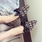 Bow Accent Tweed Pointed Flats