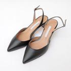 Pointy Slingback Kitten-heel Sheepskin Pumps