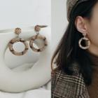 Hoop Drop Earring 1 Pair - Stud Earrings - Beige - One Size