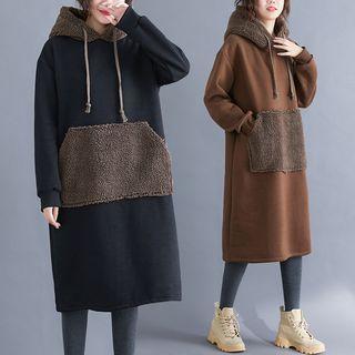 Hooded Long-sleeve Midi Shift Dress