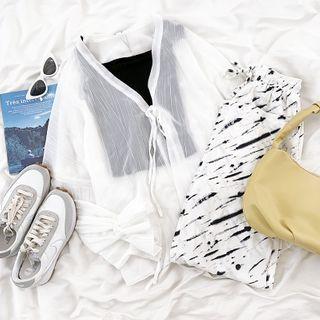 Plain Camisole / Long-sleeve Plain Cardigan