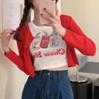 Short-sleeve Print T-shirt / Light Jacket