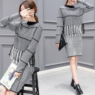 Set: Houndstooth Sweater + Skirt