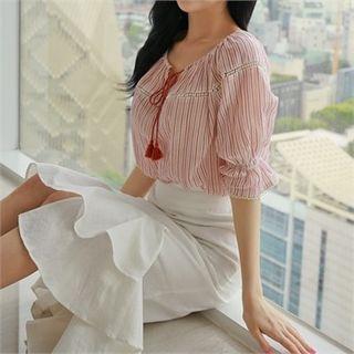 Tassel-detail Stipe Top