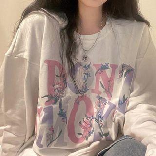Long-sleeve Round-neck Print Sweatshirt
