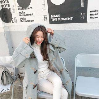 Hooded Wool Blend Duffle Coat