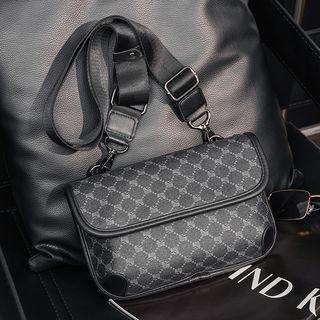 Patterned Faux Leather Crossbody Bag Pattern - Black - One Size