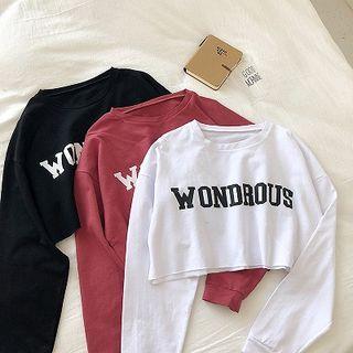 Lettering Print Crewneck Long-sleeve Sweatshirt